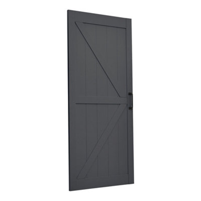 Dark Grey Coated Wood Grain Effect Sliding Internal Door Interior Barn Door H 213cm x W 91cm with Sliding Kit Set 183cm