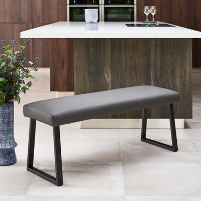 Dark Grey Corner Dining Bench in smooth faux leather Paulo Dining Bench - Anthracite