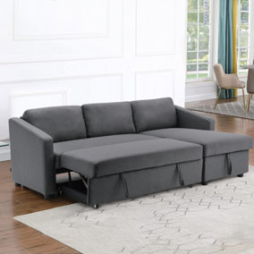 Dark Grey Corner Sofa Bed 3 Seater Sofa with Storage