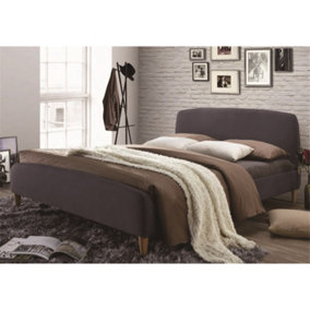 Dark Grey Curved Design Contemporary Fabric Bed Frame - King 5ft