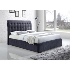 Dark Grey Curved Design Elegant Fabric Bed Frame - Super King 6ft