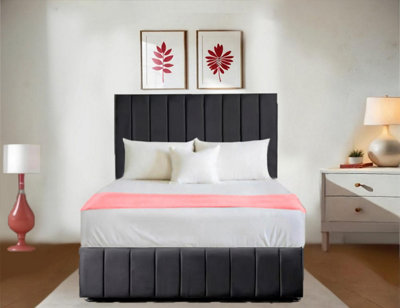 Dark Grey Divan Bed set with Liner 20 Headboard Foot board 10 Mattress