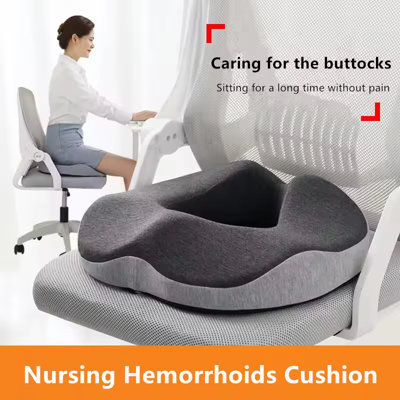 AUVON Sensitive Care Donut Pillow Seat Cushion For Hemorrhoids, Post-Surgery & Sciatica Relief - Memory Foam With Sloped Design