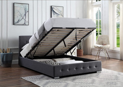 Double bed with on sale pull up storage