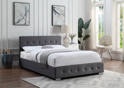 Dark grey deals queen bed frame