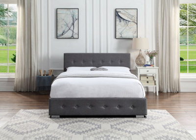 Dark grey deals double ottoman bed