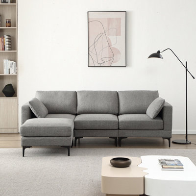 Grey couch on sale and ottoman