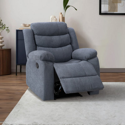 Dark Grey Fabric Manual Reclining Armchair - Sorrento