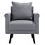Dark Grey Fabric Upholstered Rolled Arms Armchair 1 Seat Section Sofa Couch with Toss Pillow