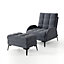 Dark Grey Frosted Fleece Recliner Armchair Reclining Chair Lounger Chair Sofa Chair with Thickened Footstool