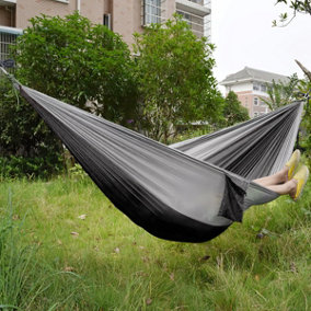 Dark Grey Garden Hanging Canvas Hammock Swing Chair 130cm H