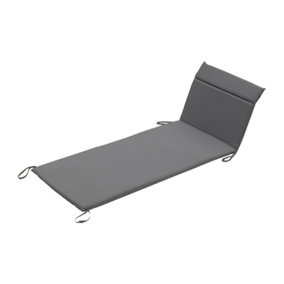Dark Grey Garden Sun Lounger Chair Recliner Seat Pad Cushion W 70 cm x L 200 cm