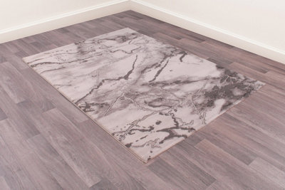 Dark Grey Geometric Modern Abstarct Rug Easy to clean Living Room Bedroom and Dining Room -160cm X 225cm