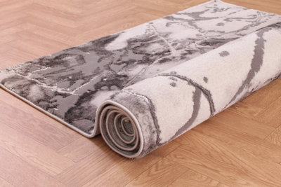 Dark Grey Geometric Modern Abstarct Rug Easy to clean Living Room Bedroom and Dining Room -160cm X 225cm