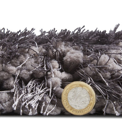 Dark Grey Handmade Modern Plain Shaggy Easy to clean Rug for Bed Room ...