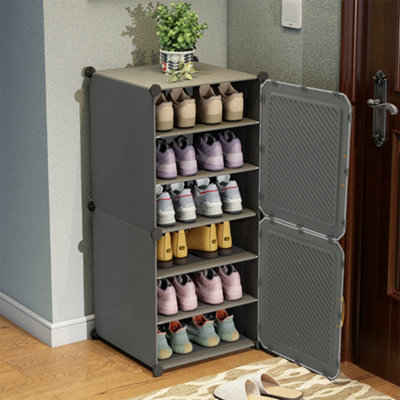 Dark Grey Home Entryway Large Capacity Multi-Layer Shoe Cabinet 44x32x92cm