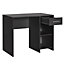 Dark Grey Home Office Desk With Shelving & Drawer