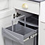 Dark Grey Integrated Under Counter Kitchen Pull Out Bin for 400mm Wide Cabinet 2 x 20L Compartments Base Mounted