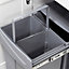 Dark Grey Integrated Under Counter Kitchen Pull Out Bin for 400mm Wide Cabinet 2 x 20L Compartments Base Mounted