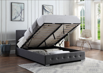 Dark Grey King Size Ottoman Lift Up Storage Bedframe With Gas Lifts