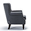 Dark Grey Linen Upholstered Pleated Wing Back Occasional Armchair Sofa Chair