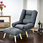 Dark Grey Lounge Recliner Armchair with Footstool