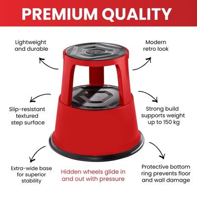 Dark Grey Metal Rolling Kick Step Stool with 150kg Capacity