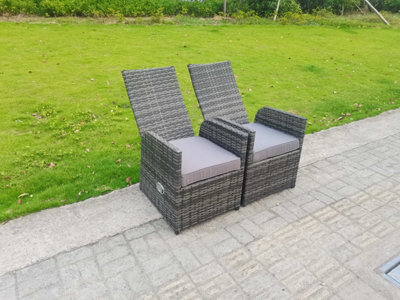 Dark Grey Mixed 2 PC Chairs Outdoor Wicker Rattan Garden Furniture ...