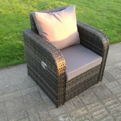 Dark Grey Mixed Reclining Curved Rattan Garden Chair Patio Outdoor