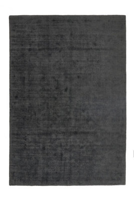 Dark Grey Modern Plain Rug, Handmade Rug, Easy to Clean Rug for Bedroom ...