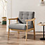 Dark Grey Modern Wooden Frame Upholstered Recliner Chair Armchair