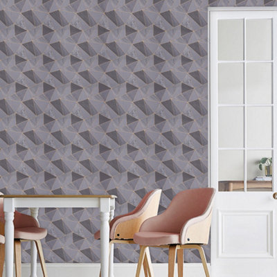 Dark Grey Morden Textured 3D Metallic Geometric Non Pasted Wallpaper Roll Wall Decor 950cm (L)