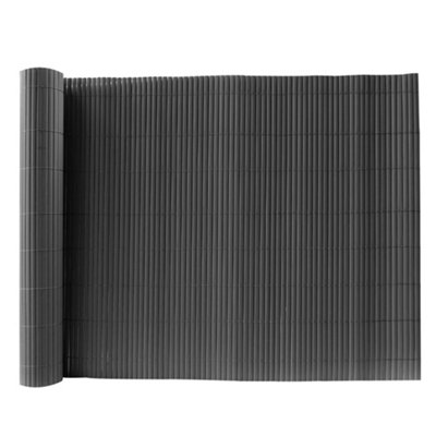 Dark Grey PVC Privacy Fence Sun Blocked Garden Screen Panel Blindfold for Balcony L 5m x H 1.5m