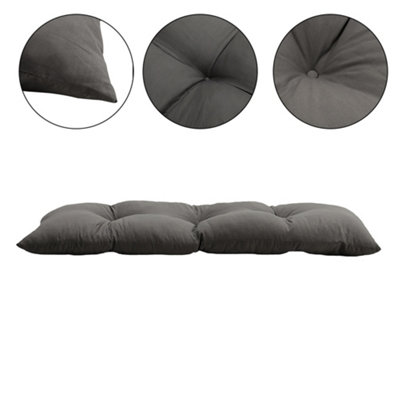 Dark Grey Rectangle Outdoor Garden Tufted Swing Chair Bench Cushion Seat Pad 120 x 40 cm