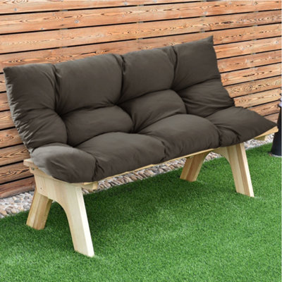 Dark Grey Rectangle Outdoor Garden Tufted Swing Chair Bench Cushion Seat Pad 120 x 80 cm