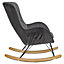 Dark Grey Rhombus Velvet Rocking Chair Armchair with Pocket