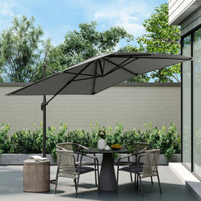 Dark Grey Rotatable Crank Tilt Garden Outdoor Patio Roman Umbrella Cantilever Parasol  for Beach Backyard and Pool