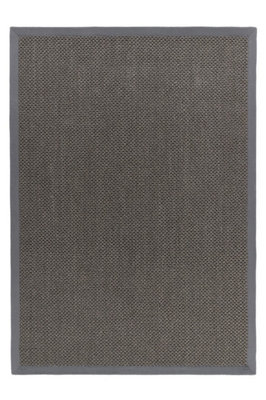 Dark Grey Rug, Easy to Clean Rug with 8mm Thickness, Plain Bordered Rug for Bedroom, & Dining Room-120cm X 170cm