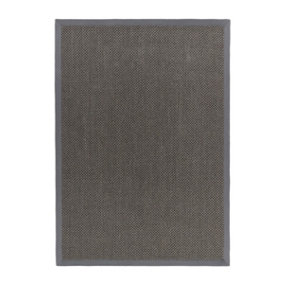 Dark Grey Rug, Easy to Clean Rug with 8mm Thickness, Plain Bordered Rug for Bedroom, & Dining Room-120cm X 170cm
