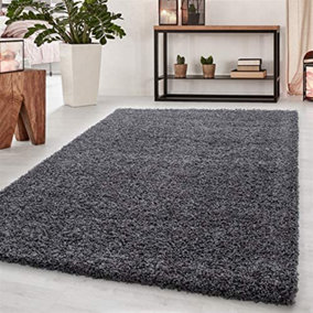 Dark Grey Rug Small Large Shaggy Rug Modern Rugs Living Room Extra Large Small Medium Rectangular Soft Touch Thick Pile 120x170 cm