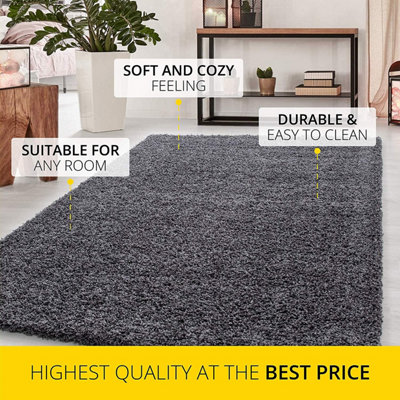 Dark Grey Rug Small Large Shaggy Rug Modern Rugs Living Room Extra ...