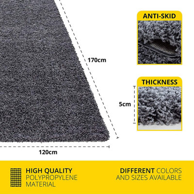 Dark Grey Rug Small Large Shaggy Rug Modern Rugs Living Room Extra ...