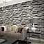 Dark Grey Rustic 3D Stone Brick Effect Non Woven Wallpaper Roll 950 cm