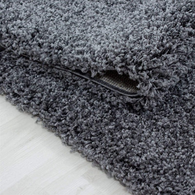 Dark Grey Shaggy Area Rug, 5 cm Thick Fluffy Carpet for Living Room, Bedroom & Hallway, Anti-Shed & Durable Home Decor(60x110cm)