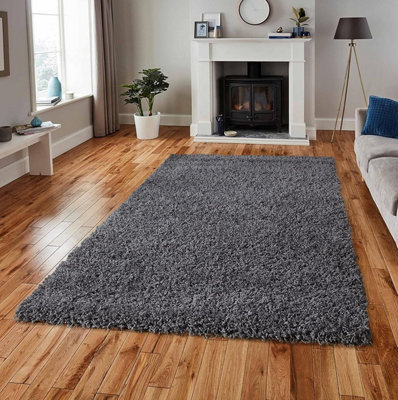Dark Grey Shaggy Area Rug, 5 cm Thick Fluffy Carpet for Living Room, Bedroom & Hallway, Anti-Shed & Durable Home Decor(60x110cm)