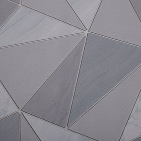 Dark Grey Simple PVC Wallpaper Grey Line Rhombus Geometrical 3D Wallpaper Roll 5m²