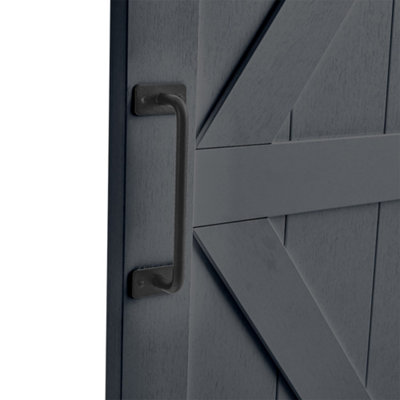 Dark Grey Sliding Internal Door Interior Slab Barn Door 91cm W x  213cm H with Sliding Guide 200cm