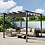 Dark Grey Sliding Retractable Roof Garden Gazebo Patio Deck Aluminum Pergola with Sun Shade Canopy 3x3M