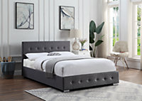 Dark Grey Small Double Ottoman Lift Up Storage Bedframe With Gas Lifts