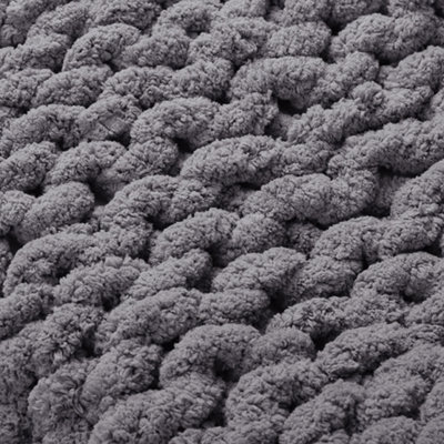 Dark Grey Soft Handwoven Knitted Chenille Blanket for Couch and Bed 150cm L x 100cm W